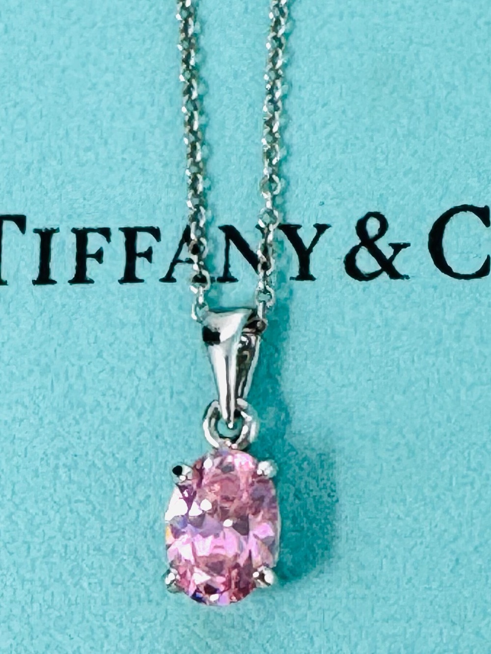 Authentic Tiffany & Co. Elsa Peretti chain 17”Necklace With Pink pendant.